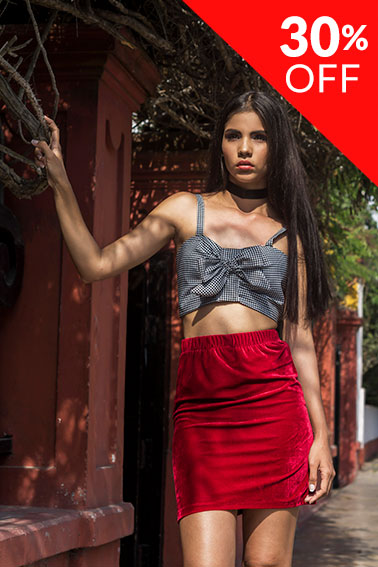 Falda Terciopelo Roja